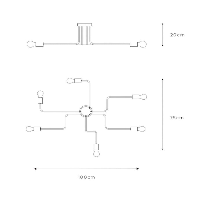 Lucide LESTER - Plafonnière (Plafondlamp) - 6xE27 - Zwart
