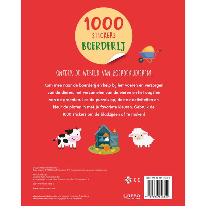 Stickerboek: Boerderij - 1000 stickers. 3+.
