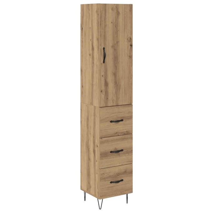vidaXL Highboard Artisan Eiken 34,5 x 34 x 90 cm Bewerkt hout