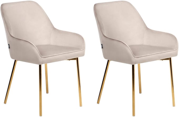 LOVERNA - Eetkamerstoel set van 2 - Beige - Fluweel