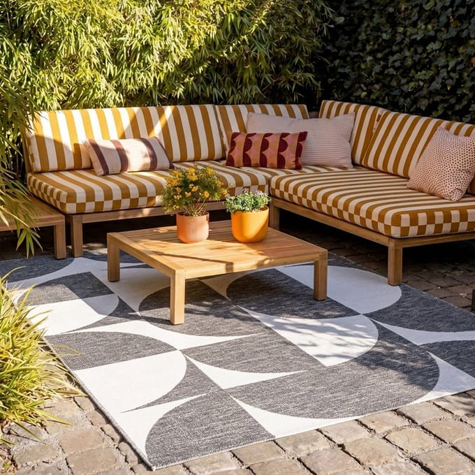FRAAI Buitenkleed - Summer Shapes Grijs - 160x230cm