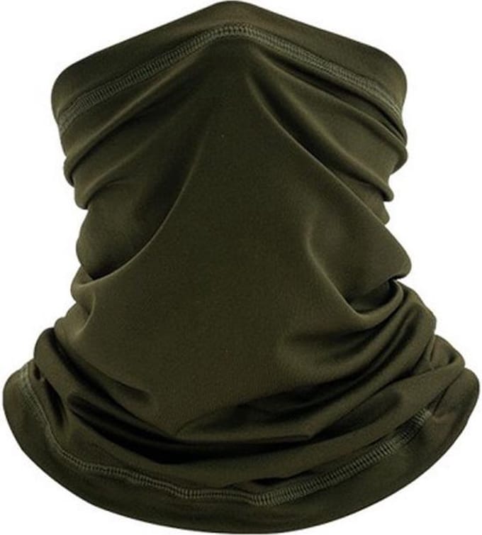 New Age Devi - Nekwarmer - Sjaal - Bandana Donker Groen One Size - voor Wintersport