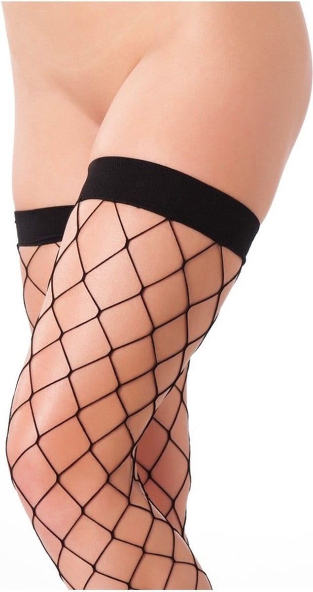 Amorable - Visnet Panty Kousen - Zwart - One Size - Stay Up Kousen