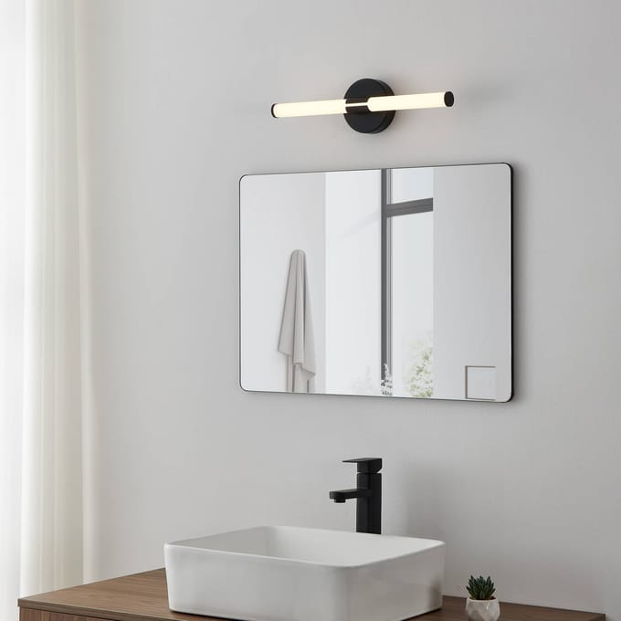 EGLO LED wandlamp Ramola, zwart, breedte 45 cm, IP44, CCT
