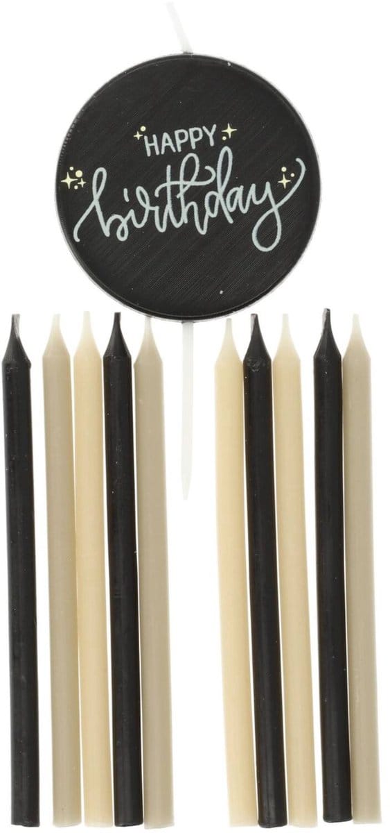 Folat - Crème noir kaarsen set - 11 stuks - 9,5 cm