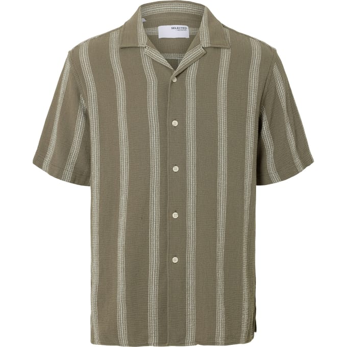 Selected - Heren Overhemden Sal Relax Fit Overhemd Vetiver - Groen - Maat S