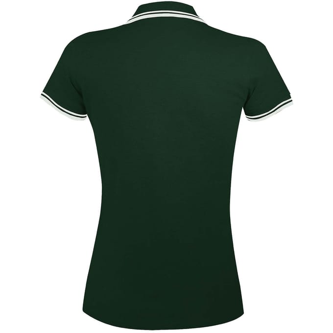 SOLS Dames/dames Pasadena getipt korte mouw Pique Polo Shirt (Bos/Wit)