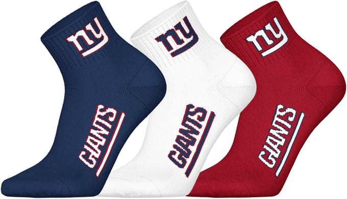 NFL NY GIANTS Quarter Socks - 3-pack - Blauw/Wit/Rood - Maat 43/46