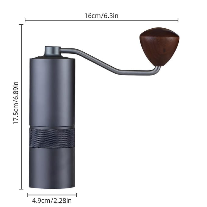 Moulin à café manuel à 12 réglages de grosseur avec meule à noyau en acier inoxydable CNC gris