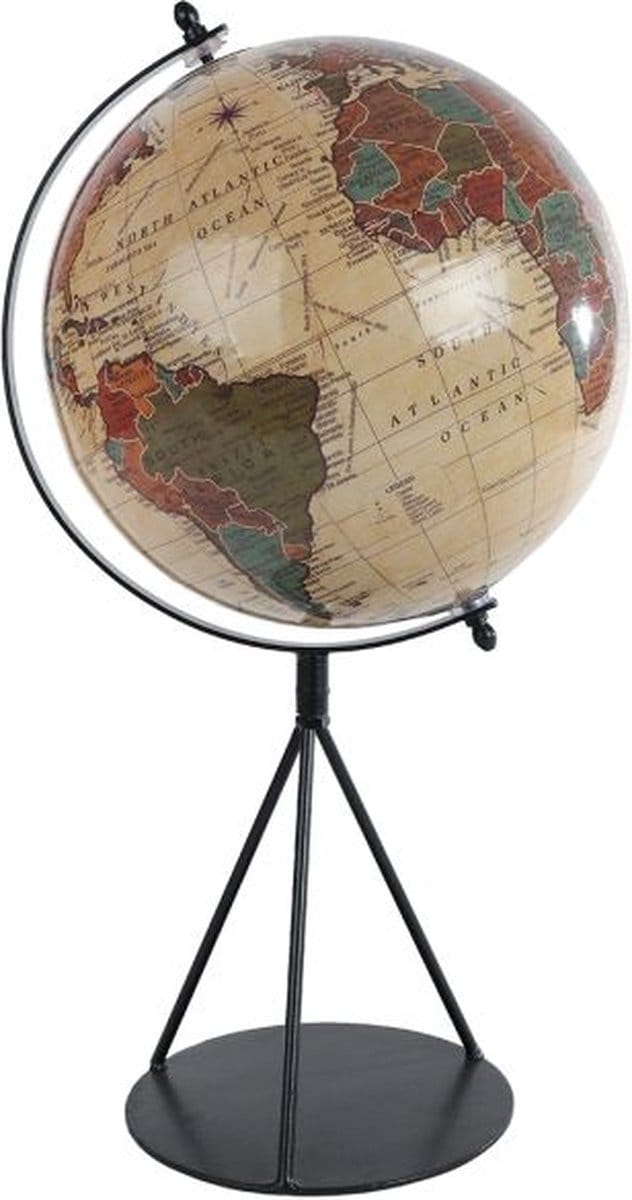 Wereldbol World L beige/zwart mango 20x23x40cm