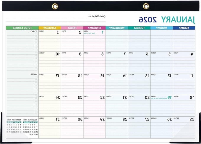 Bureaukalender - Agendakalender - Planning Kantoor - Veelkleurig Design - 43 x 30 cm