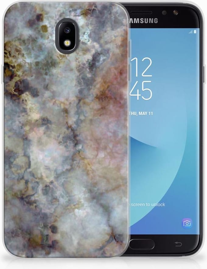Samsung Galaxy J7 2017 | J7 Pro TPU Siliconen Hoesje Marmer Grijs