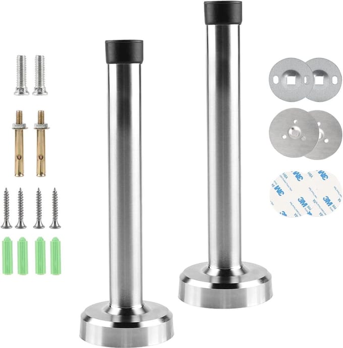 15 cm RVS Deurstopper met Rubber Bescherming voor Diverse Installatiemethoden en Veiligheid