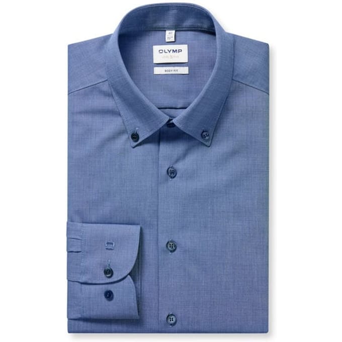 OLYMP Level Five Overhemd, Body Fit, Button-down, Nachtblauw