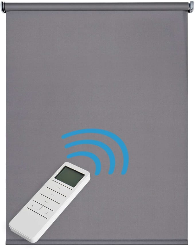 Storesdeco - Motorgecontroleerd Opaco blackout, afstandsbediening, donkergrijs 200x250cm