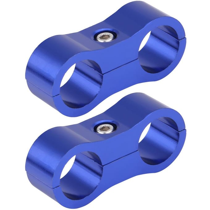 2 stuks AN6 gevlochten slangscheider klem fitting adapter beugel universeel blauw blue