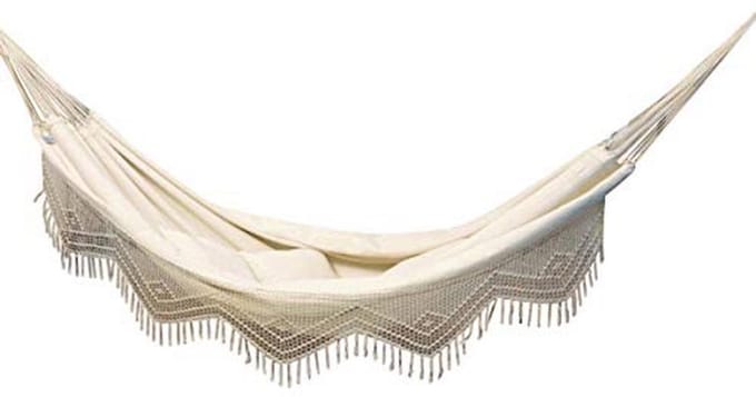 Dubbele hangmat 400 x 170 cm met Macramé en Natuurlijke Katoen