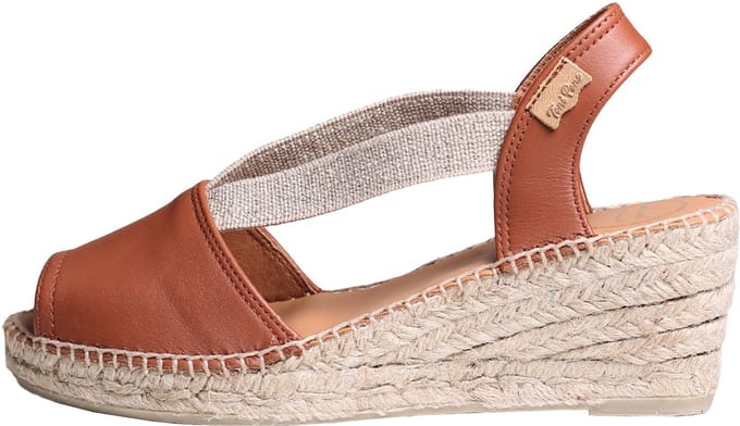 TEIDE-P | Leren espadrille met middelhoge hak - NOUGAT, 36