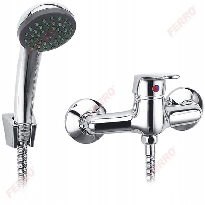 Ferro Smile Wanddouchekraan Chroom BSM77 - Compleet met doucheslang en handdouche