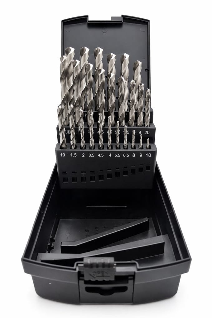 25-delig 1–13 mm HSS Spiraalborenset DIN 338 – 135° Split Point – Blank Afgewerkt – in box