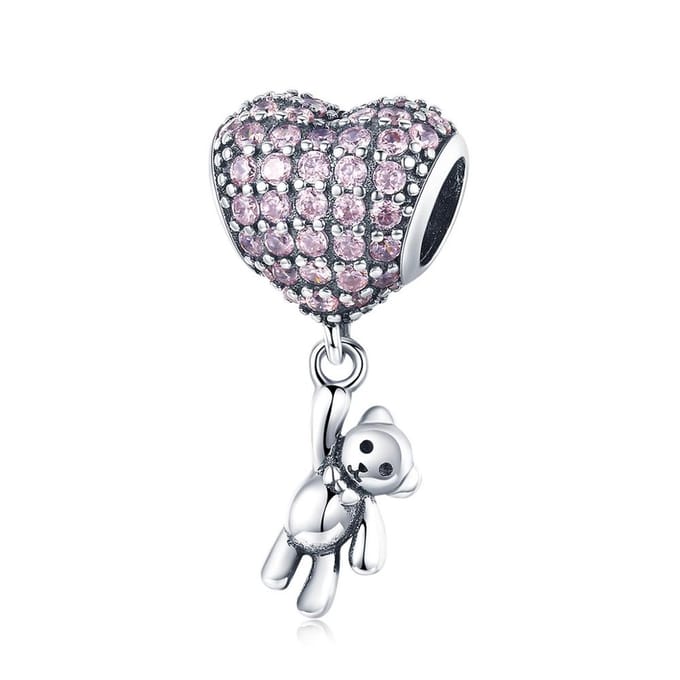 Beertje Hart Ballon Bedel - Voor Bedelarmband - Zilver - RomyStones