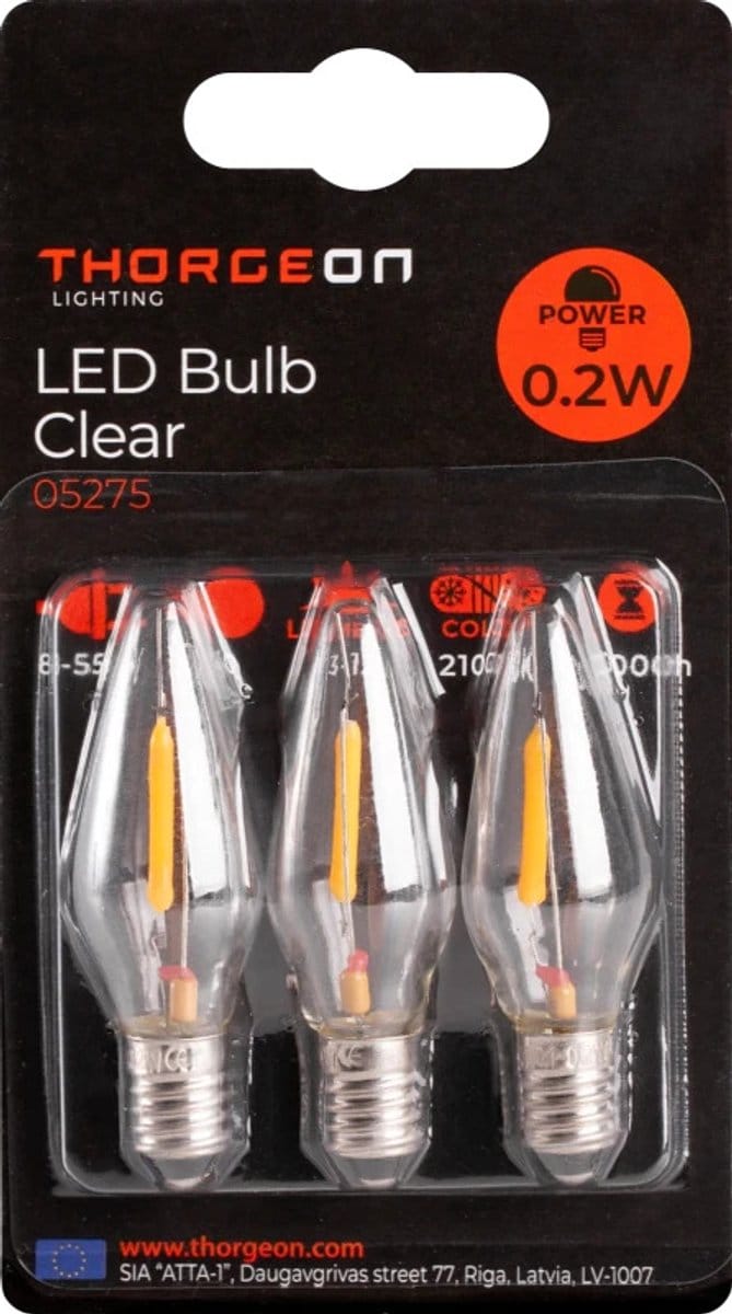Thorgeon E10 3X LED Kaarslampjes | 0.2W 8/55V 2100K | 821 180°