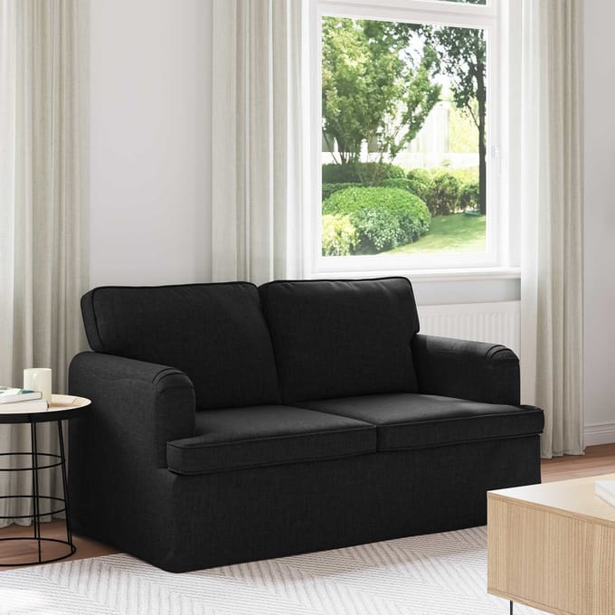 vidaXL - Bank - Zwart - 144 - x - 80 - x - 85 - cm - Stof