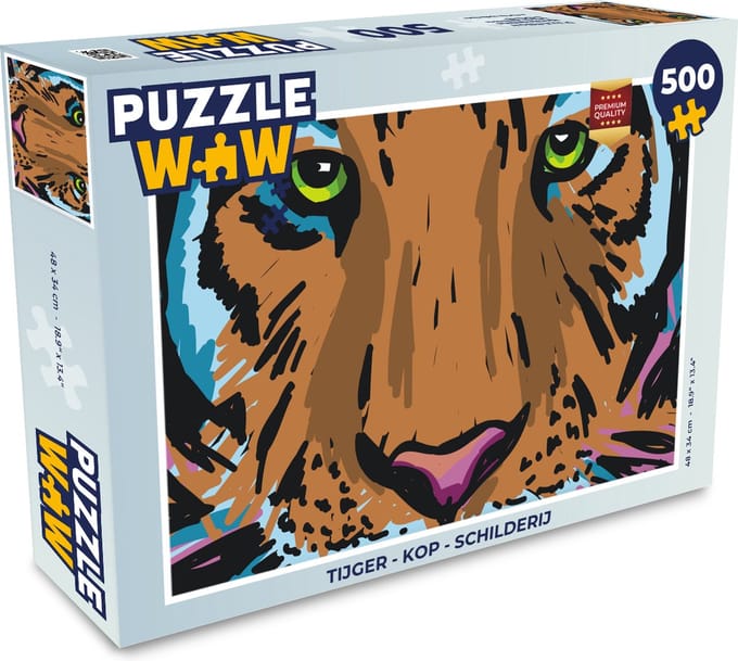 Puzzel Tijger - Kop - Schilderij - Legpuzzel - Puzzel 500 stukjes