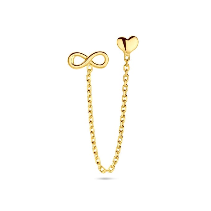 Zilver Verguld (Geel) Dubbele Oorknop Hart En Infinity Per Stuk 1 Micron 2103623