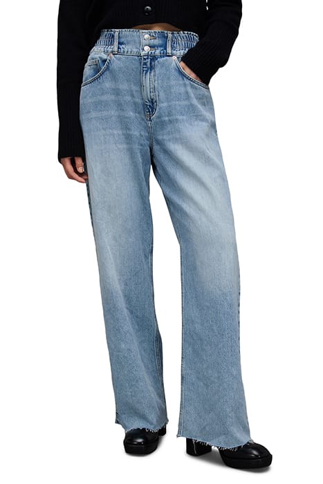 AllSaints Hailey Wide Leg Jean Light Indigo Maat: W30 | Flared Jeans Outlet | Dames | Blauw