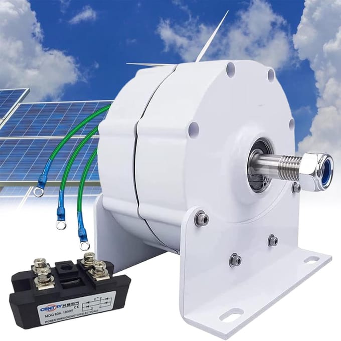 Magneetgenerator - Dynamo Energie - Duurzame Stroom - Tandwielloos Ontwerp - 12000W Vermogen - Wit