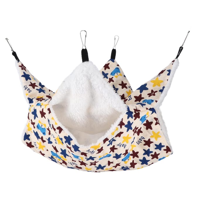 Hamac pour petits animaux de compagnie Chaud en peluche Lit superposé suspendu pour cage avec crochets pour hamsters lapins Small Size white