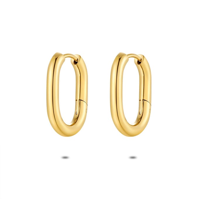 Twice As Nice Oorbellen in goudkleurig edelstaal, ovale oorring, 20 mm