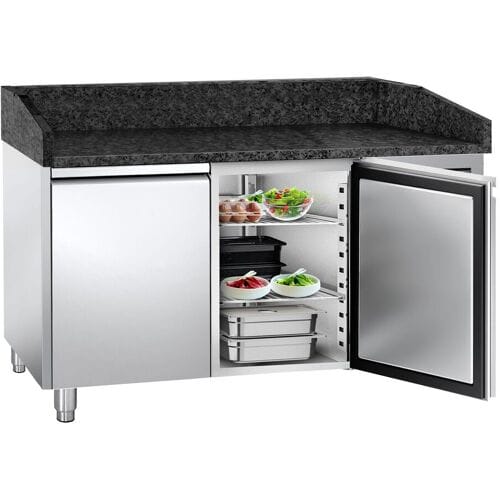 GGM Gastro Pizzakühltisch PREMIUM - 1500x800mm - mit 2 Türen Zilver / Zwart