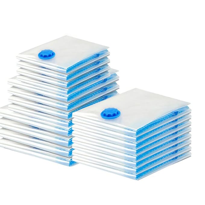8 Stuks Vacuüm Compressie Opbergzakken PE PET Vacuüm Seal Opbergzakken met Handpomp 35x50cm white