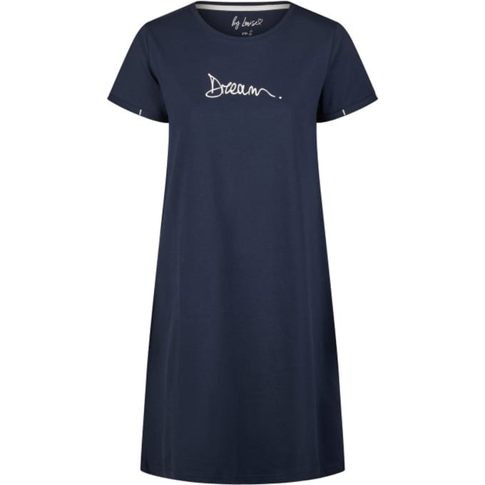 By Louise Essential Dames Nachthemd Korte Mouw Dream Blauw - Maat M