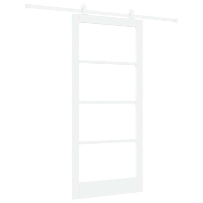 vidaXL - Schuifdeur - ORKDAL - 93 - x - 202 - cm - Massief - grenenhout - en - glas - Wit