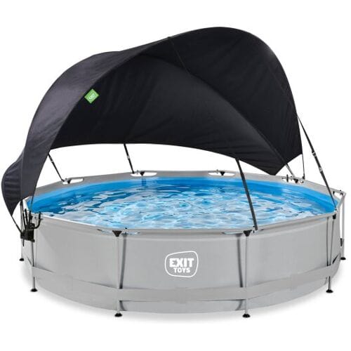 EXIT Toys EXIT Soft Grey zwembad ø360x76cm met filterpomp en schaduwdoek - grijs