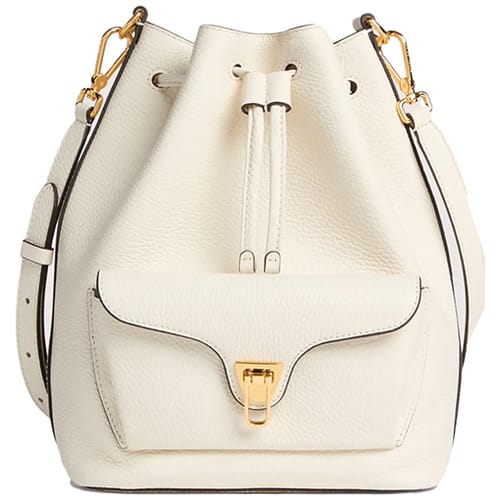 COCCINELLE Leren schoudertas Beat Generatio Bucket Bag Pearl crème