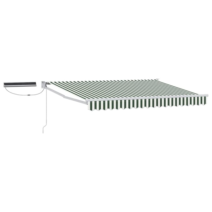 vidaXL - Elektrisch - Uitschuifbare - Zonneluifel - Groen - en - Wit - 3 - x - 2,5 - m