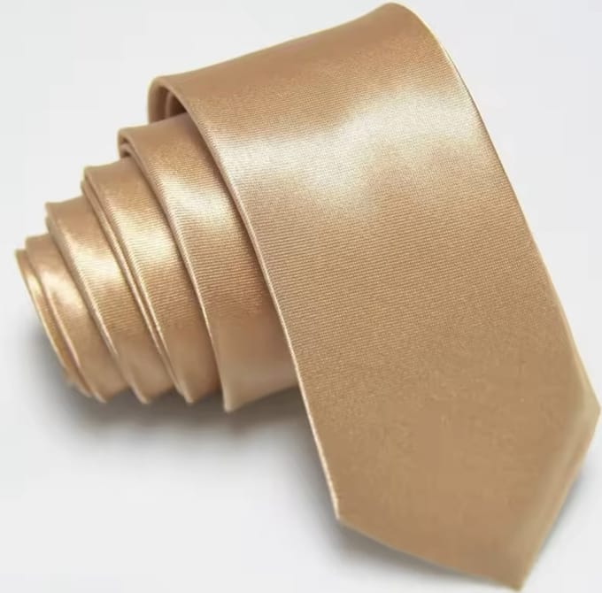 CHPN - Stropdas - Champagne kleurige stropdas - Smalle stropdas - Tie - Golden tie - Polyester - Universeel - Accessoire - Champagne