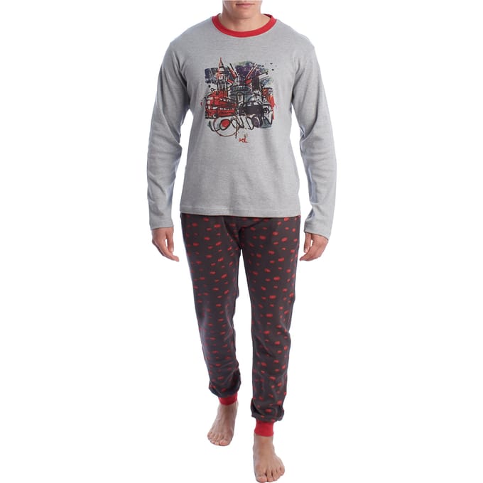 Katoenen herenpyjama met lange mouwen KLP4