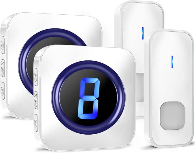 Draadloze Deurbelset met IP55 Waterdichtheid en Led-Nummerweergave