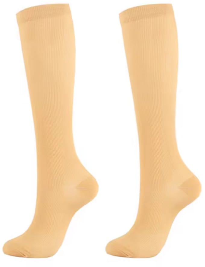 Compressiekousen - Steunkousen - Duopack - Vrouw - Crème - Maat S/M