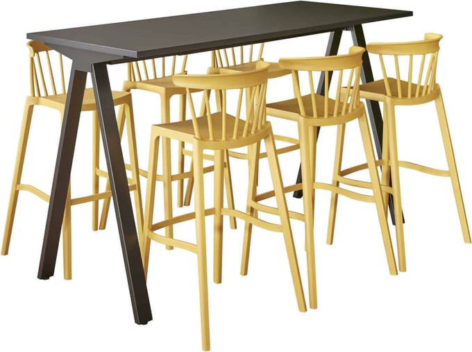 Bartafel Victory breed 120CM kleur frame Aluminium (RAL9006) kleur blad Logan eiken