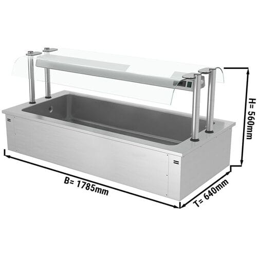 GGM Gastro Einbau Eiswanne - 1800mm - 5x GN 1/1 - 200 Liter - mit Glas-Hustenschutz Zilver
