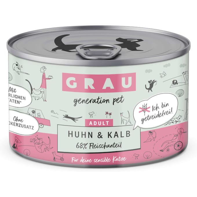 GRAU Adult Graanvrij 6 x 200 g Kattenvoer - Kip & Kalf