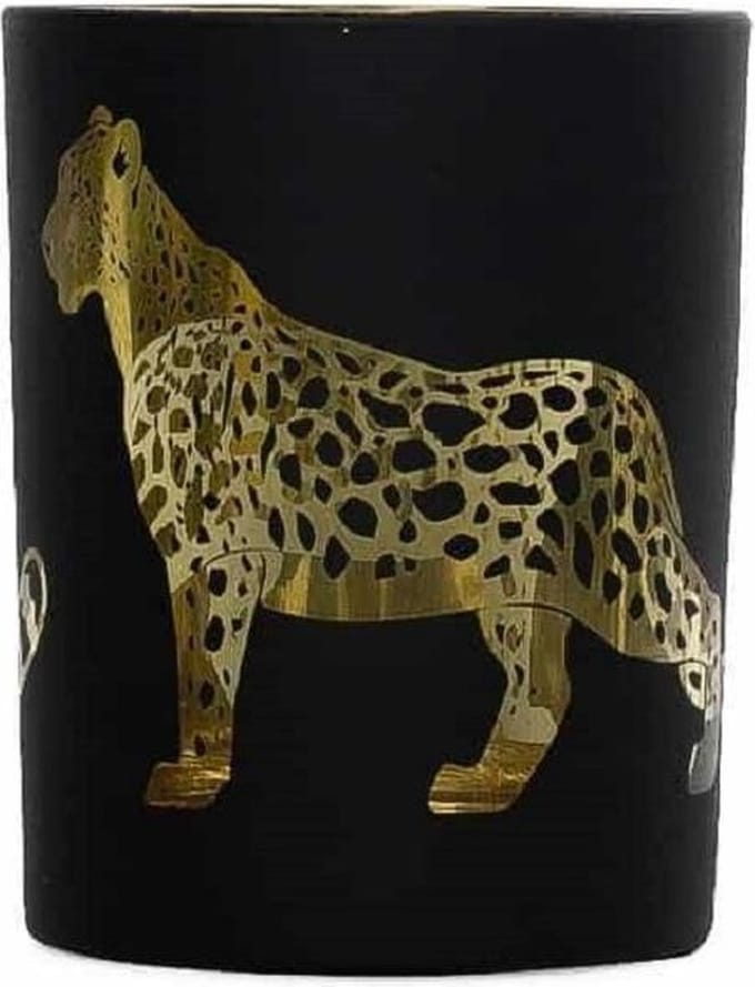 Mars & More Waxinelichthouder Luipaard/ Panter Zwart-Goud(8 x 7 cm)