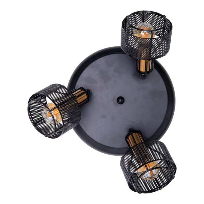 Näve Plafondlamp Foro, 3-lamps, zwart/goud