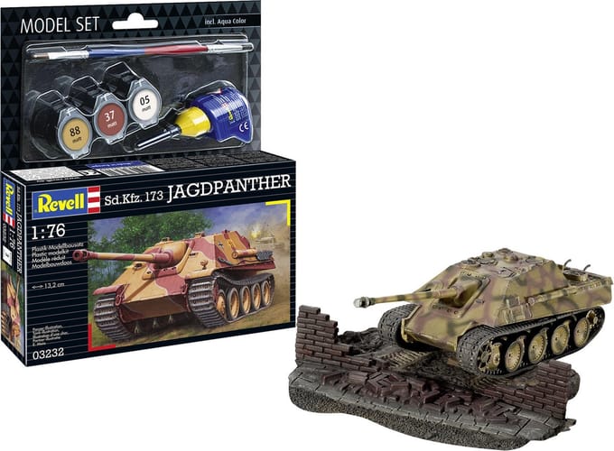 Revell Modelbouwpakket Militaire voertuigen - 63232 Sd.Kfz.173 Jagdpanther Tank - Model Set Plastic - 1:76 - Modelbouw